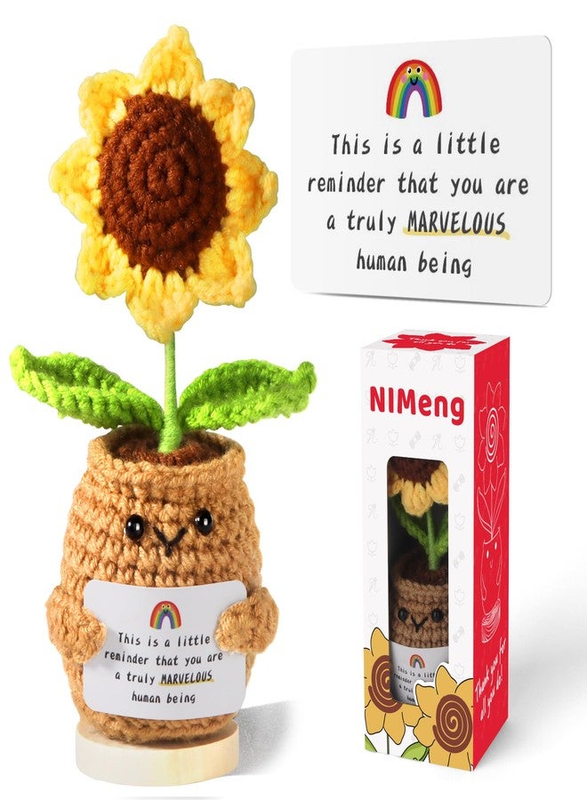 NIMeng Christmas Gifts for Women Positive Crochet Sunflower Christmas Birthday Graduation Thanksgiving Easter Gifts For Women Friend Teachers Nurse Mom Coworker - Image 1